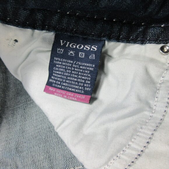 Vigoss womens indigo distressed The Dublin stretch capri jeans 32 EUC - Picture 8 of 10